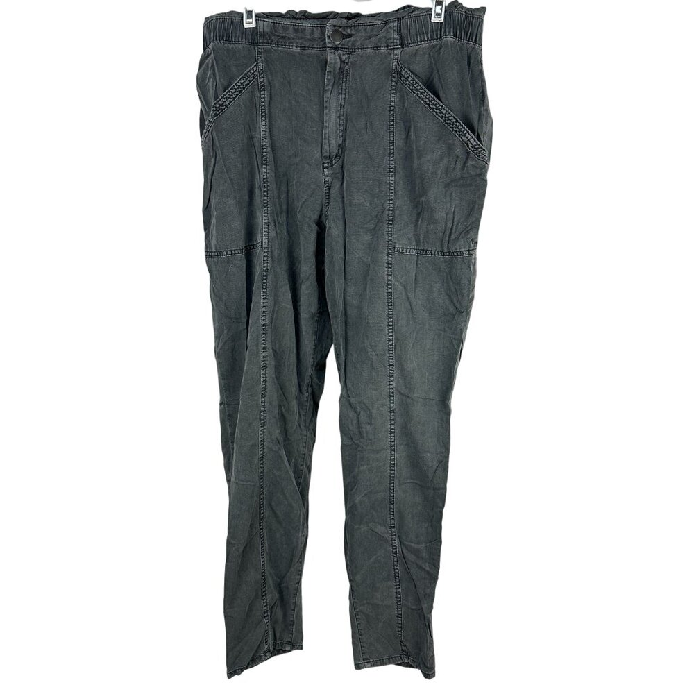 Old Navy Womens Relaxed Fit Washed Gray Pants L Elastic Waist Stretch Pockets
